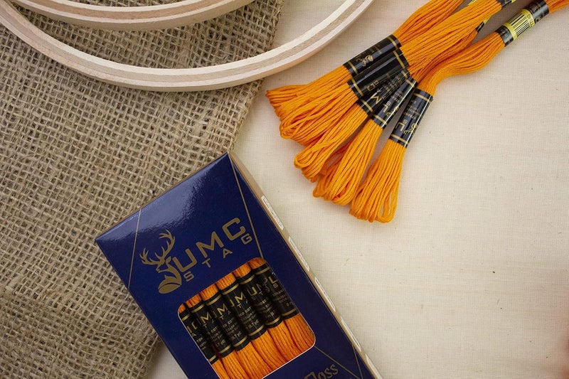 UMC STAG 12 Pieces Tangerine Colour 740/316 Premium Embroidery Thread | 100% Egyptian Cotton Premium Skeins | Cross Stitch Embroidery Floss | Oeko TEX Certified Stranded Cotton (Tangerine) - Image 4